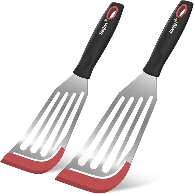 Beijiyi 2-Piece Silicone Fish Spatula for Nonstick Cookware, Heat Resistant