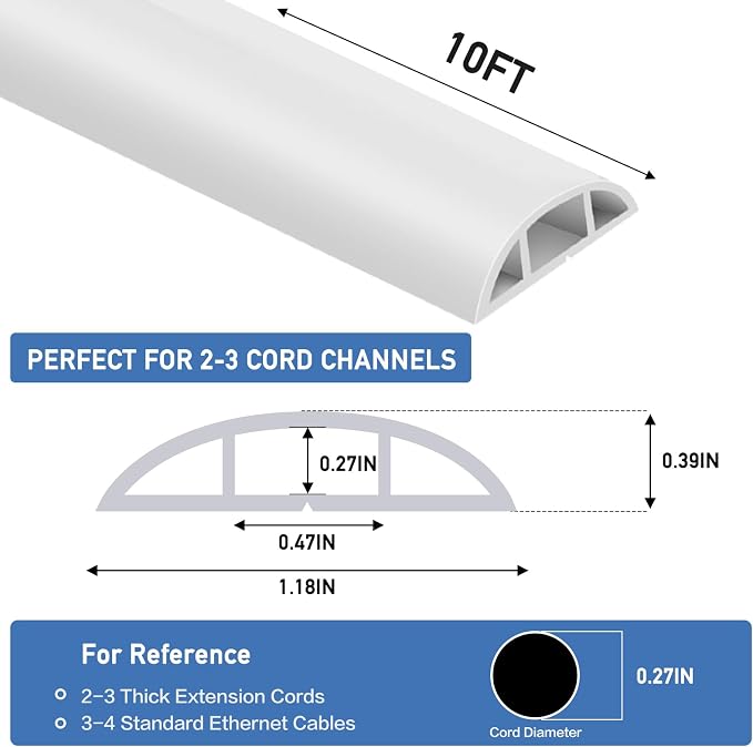 Floor Cord Cover Self Adhesive Cord Hider Floor Extension Cord Covers