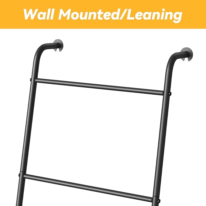 2 Pack Blanket Ladder Outdoor Towel Rack for Pool, Decorative Metal Holder for The Living Room Bathroom, Black