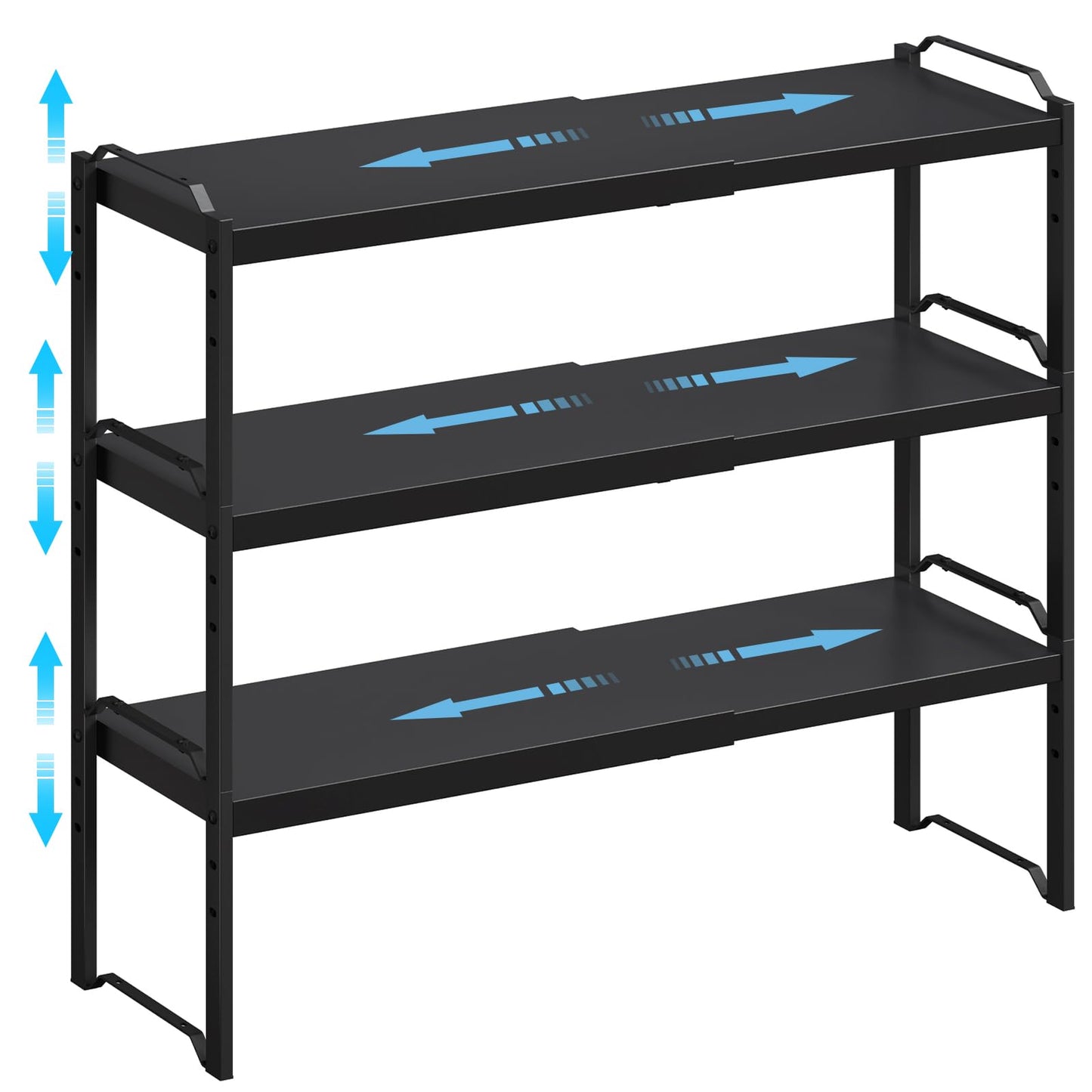 4 Pack Kitchen Cabinet Shelves Organizers, Kitchen Counter Storage Shelf Spice Rack, Expandable Length, Adjustable Height, Stackable, Sturdy 30LBS Bearing, Small Cupboard Tabletop Organizer Shelf Rack