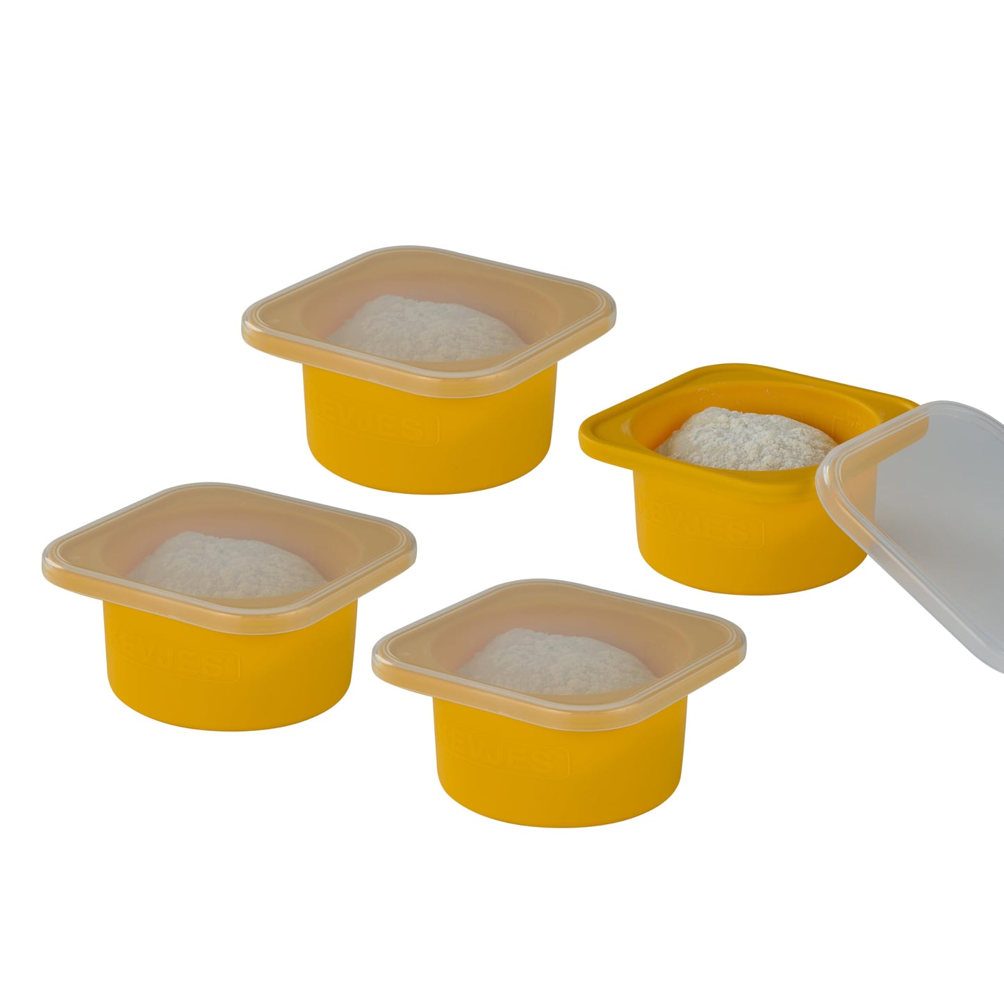 KEVJES Stackable Silicone Artisan Pizza Dough Proofing Containers with Lids (2 Yellow+2 Space Gray)