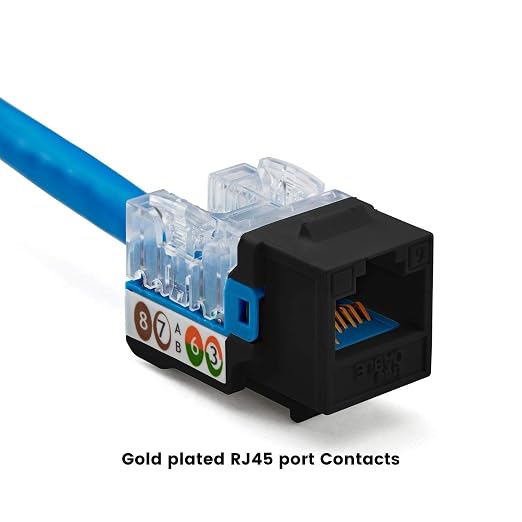 trueCABLE Cat6 Keystone Jack, Unshielded, 90 Degree Punch-Down, PoE++ 100W