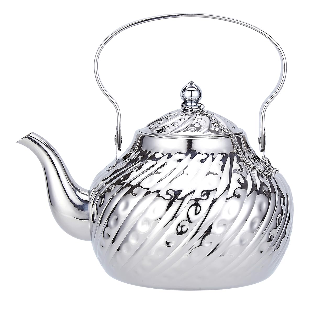 SANQIAHOME Stainless Steel Teapot With Removeable Infuser 71 oz (2000ml) Thickened Mirror Polished Stovetop Tea Maker for Herbal and Infusion