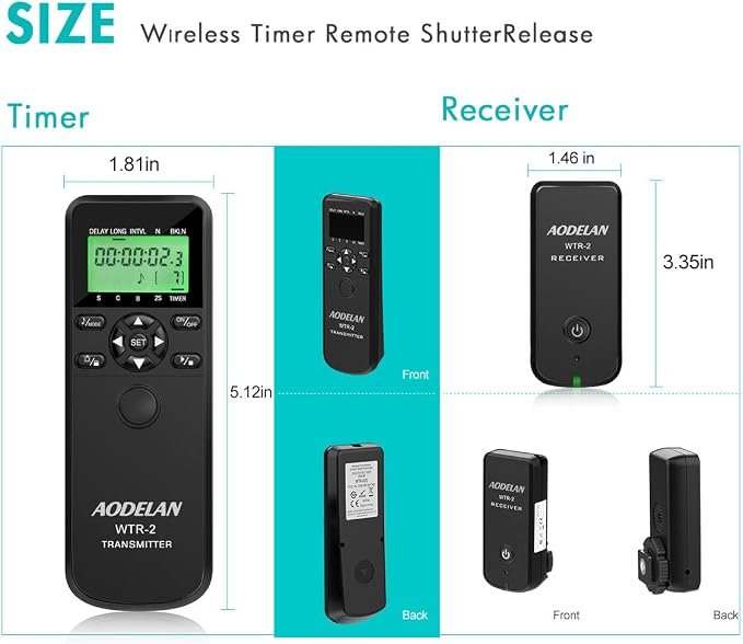 AODELAN Wireless Remote Control Shutter Release Timer intervalometer
