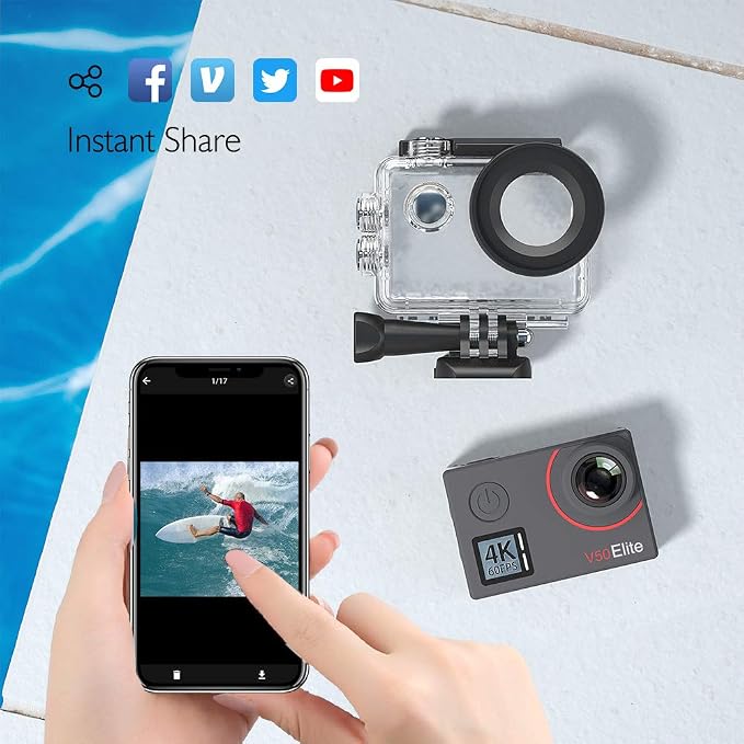AKASO V50 Elite 4K60fps Touch Screen WiFi Action Camera Voice Control EIS 131