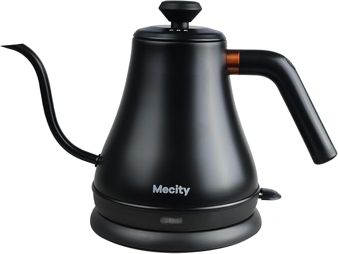 Mecity Electric Kettle Stainless Steel Gooseneck Water Kettle Water Boiler for Pour Over Coffee Fast Heating, Auto Shut Off, 27 fl oz, 1000W, Milk White
