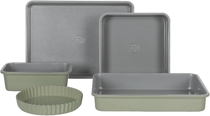 Sur La Table Kitchen Essential Carbon Steel Baking Pans Bakeware Set W/Premium PFOA, PFAS, PTFE Free Grey Non stick - Linen White Exterior