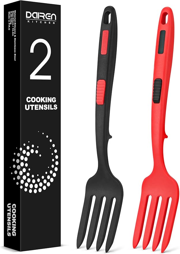 Large Silicone Flexible Cooking Fork, Non Stick Whisks for Mix Ingredients
