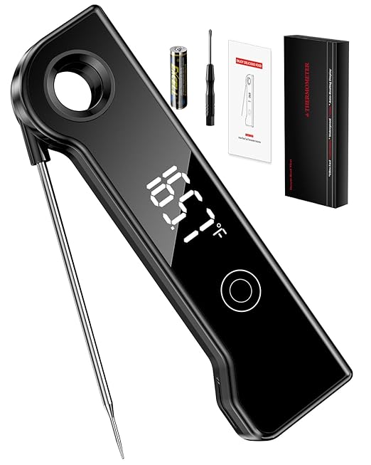 2026 Meat Thermometer Digital, ±0.5°F Accuracy Instant Read Thermometer180° Rotating Display, Calibratable and Auto Off, IP67 Waterproof Food Thermometer for Cooking,Grill,Oil Deep Fry, Brewing,Candy