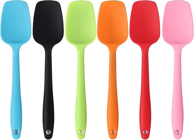 Silicone Spatulas, 10.6 inch Rubber Spoon Spatula Heat Resistant One Piece Design Seamless Non-Stick Spoonulas Flexible Scrapers Baking Mixing Tool (4 Pcs)