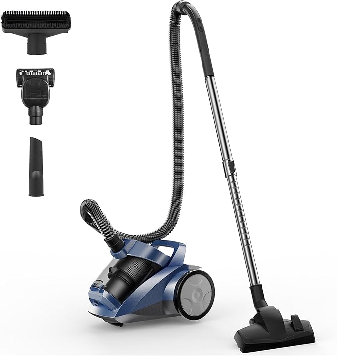 Sweepcent Canister Vacuum Cleaner 45KPa Power Bagless Canister Vacuums for Home with 5 Tools 4.5QT Dust Cup Double HEPA Filter Lightweight Multi-Surface Vacuum Cleaners for Carpet Hard Floor Pet Hair