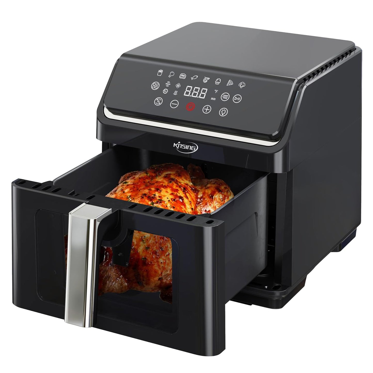 KINSING Air Fryer 8 in 1, XL 8.5 QT Large Airfryer with View Windows,MAX 400℉ for Crispy, 85% Less Oil, Fast Roast, Preheat, Shake, Bake, Non-Stick Basket for Easy Clean, With Professional Recipes