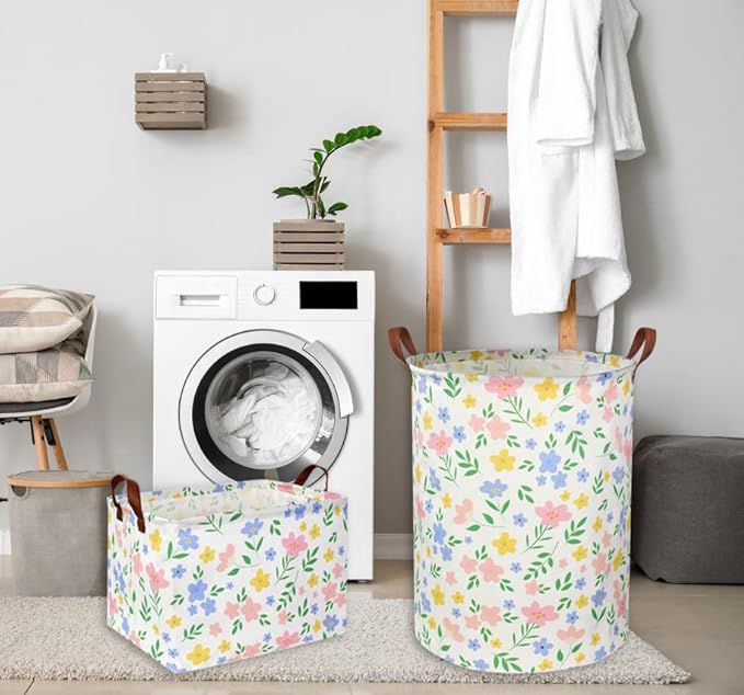 HIYAGON Girls Laundry hamper Baby Girl Hamper Kids Toy Storage Organizer Bins Gift Basket for Bedroom Decor(Flowers)