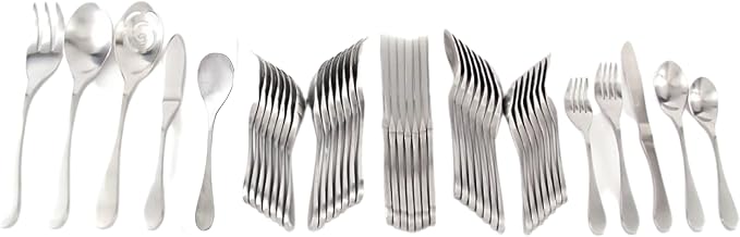 KNORK's Original Flatware Set - 45 Piece Glossy Silverware Set with Knork Forks - Durable and Stylish Knork Flatware Set for Everyday Use, Service for 8
