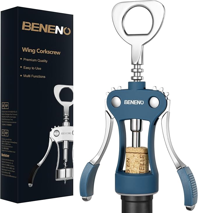Beneno Wine Opener, Premium Wing Corkscrew Wine Bottle Opener, Dark Green