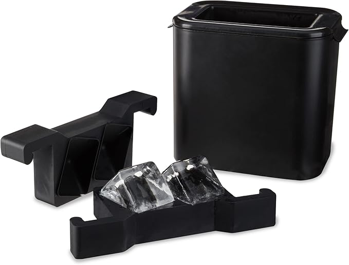 Viski Ice Cube Tray with Lid, Easy Release Large Silicone Mold, 2 Inch Ice Cubes for Whiskey, Cocktails, Mixed Drinks, Iced Coffee, Kitchen & Home Bar Accessories, Man Cave Gifts, Set of 1, Gray