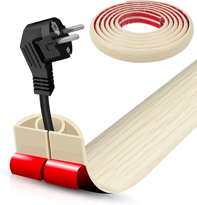 Floor Cord Cover Self Adhesive Cord Hider, 10FT Cable Management, Extension