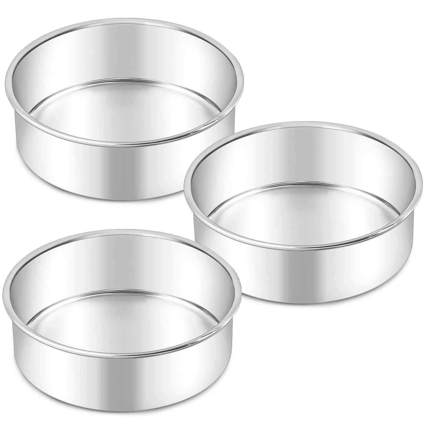 LIANYU 9 Inch Round Cake Pan Set of 2, Stainless Steel Layer Pan for Baking
