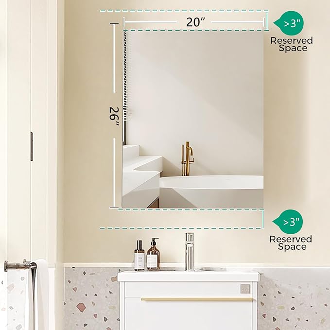 20 x 26 Inch Medicine Cabinet Mirror,Bathroom Mirror Cabinet with Adjustable Shelves,Aluminum Silver Medicine Cabinets for Bathroom,Recessed or Wall Mounted Medicine Cabinets