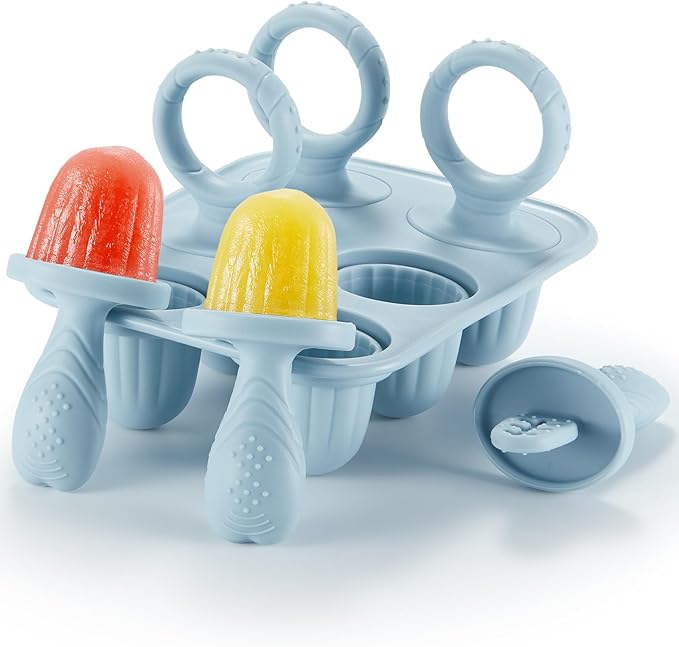 ACOOKEE Toddler Popsicles Molds 1 Pack 4 Handle, BPA Free, Silicone Baby Popsicles Molds Easy Release Ice Cream Molds Reusable