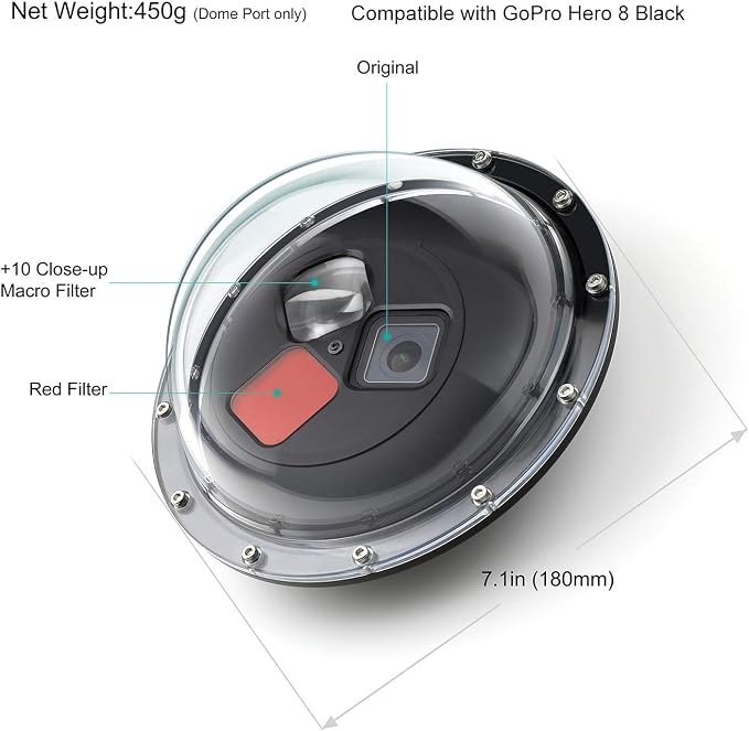 Dome Port for GoPro Hero 8 Black, Dome Port Lens