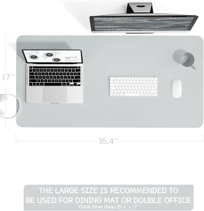 YSAGi Non-Slip Leather Desk Pad L Size, Waterproof Laptop Computer Desk