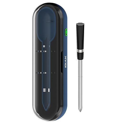 iDiAK Wireless Meat Thermometer for Grilling and Smoking, CP10 New Gen 500FT Meat Probe Thermometers, Dual Sensor, Dual Alarm, Smart Food Thermometer Probe for BBQ, Oven, Grill, Smoker, Sous Vide