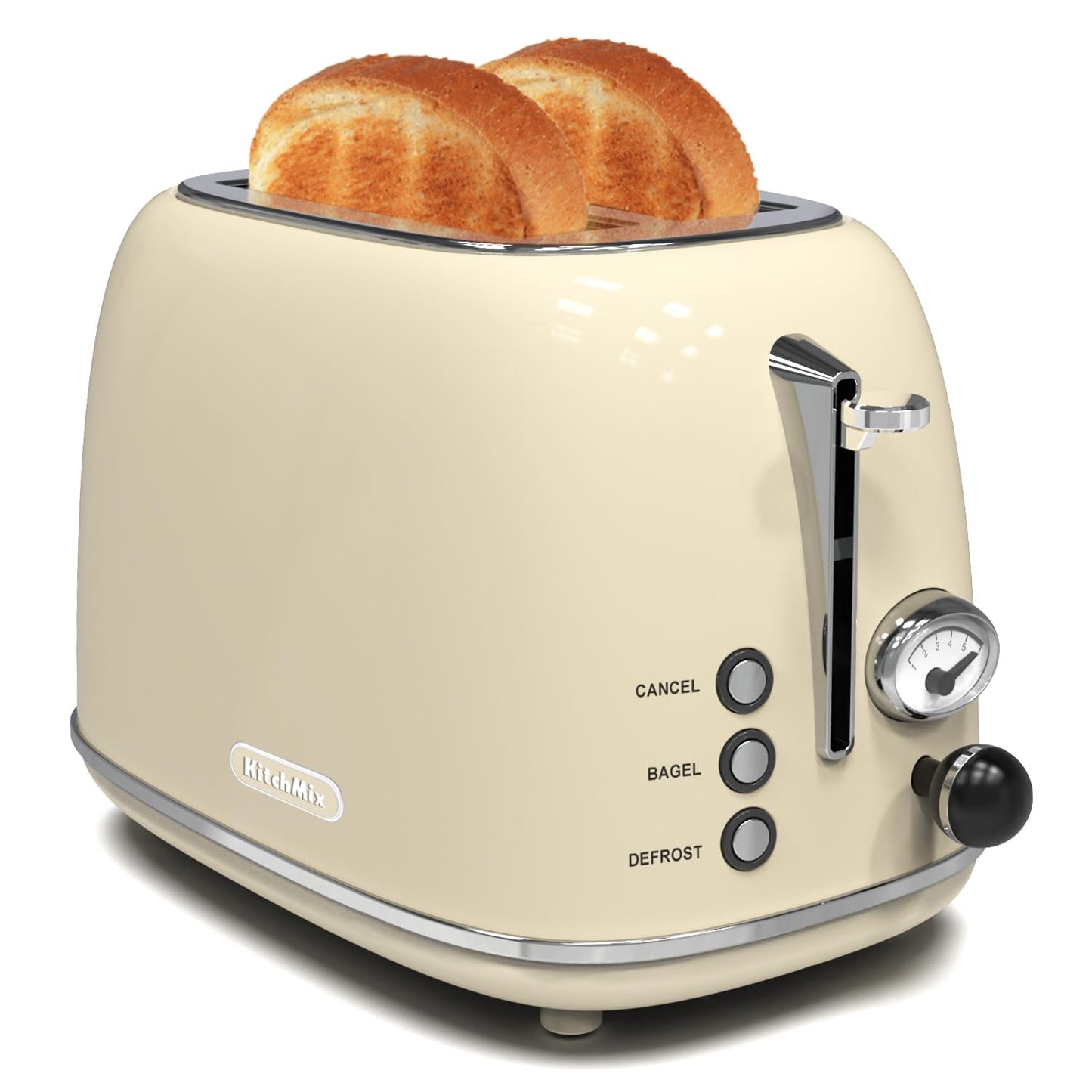 Toaster 2 slice,Retro Stainless Steel Toaster with 6 Settings, 1.5 In Extra Wide Slots, Bagel/Defrost/Cancel Function, Removable Crumb Tray (Red)