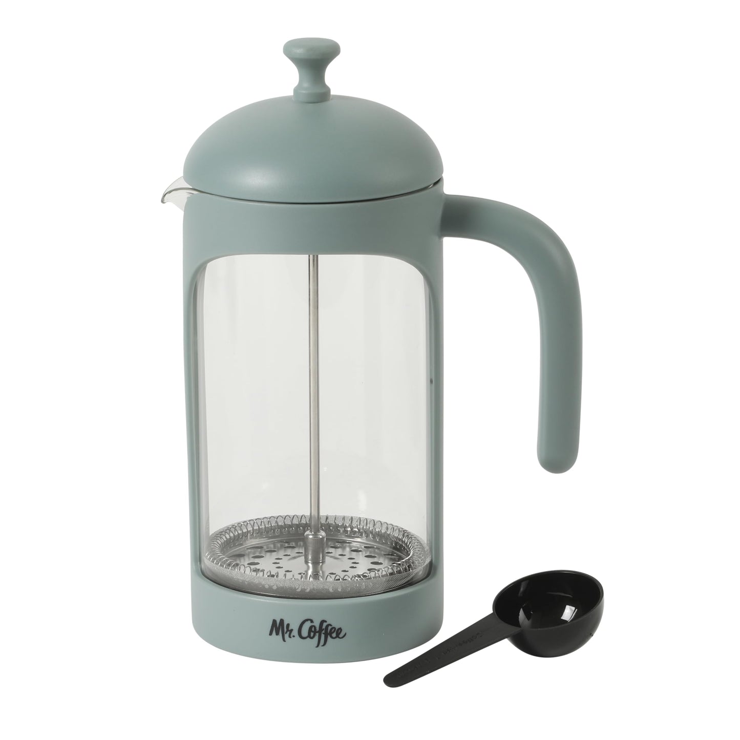 Mr. Coffee Daily Brew French Press Coffee Maker, 30-Ounce Glass Carafe with High Heat Resistant Durable Borasilicate Glass & Copper Metal Frame and Plunger, Includes Coffee Scoop