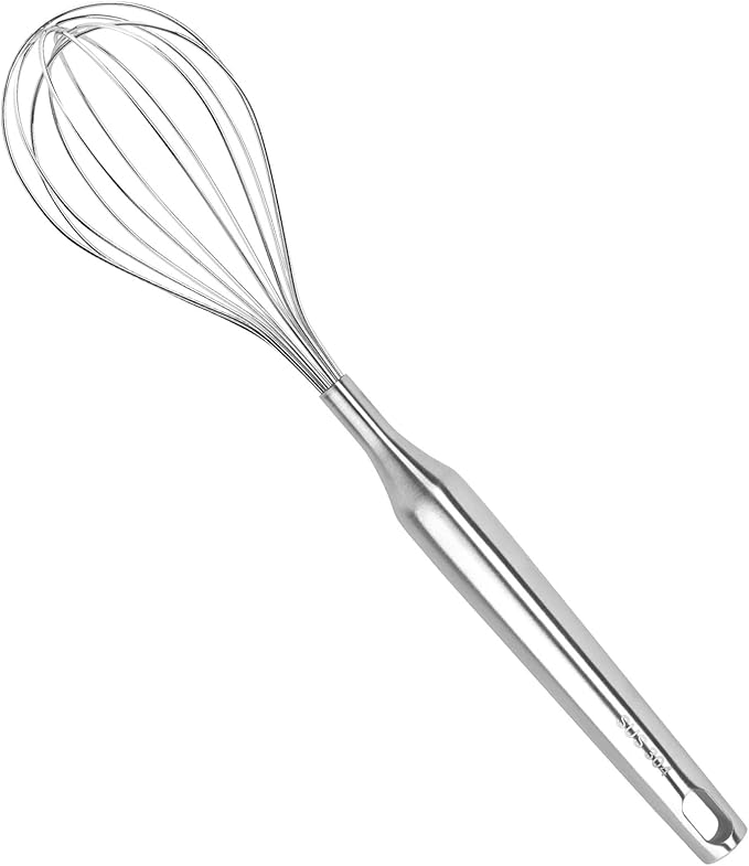 Stainless Steel Whisk Wooden Handle Metal Whisk Balloon Wire Baking Whisks for Cooking Kitchen Whisking Beating Blending 12inch