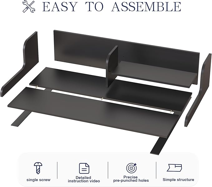 DTK Washer Dryer Wood Countertop with Shelf, Laundry Topper with Non-Slip Mat,27.55" Depth x 54" Width Dryer Covers for The Top with Edge Rails, Black