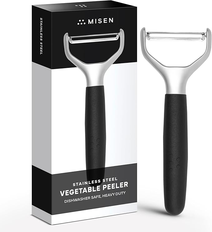 Misen Stainless Steel Vegetable Peeler - Dishwasher Safe Y Peeler - Easy to Use with Potatoes, Cabbage, Carrots, and More - Progessional Grade Kitchen Tool - Blue