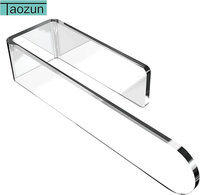 Taozun Hand Towel Holder/Clear Hand Towel Rack - Acrylic Plastics Towel Ring Self Adhesive Towel Bar for Bathroom or Kitchen Wall (8 inch, Transparent)