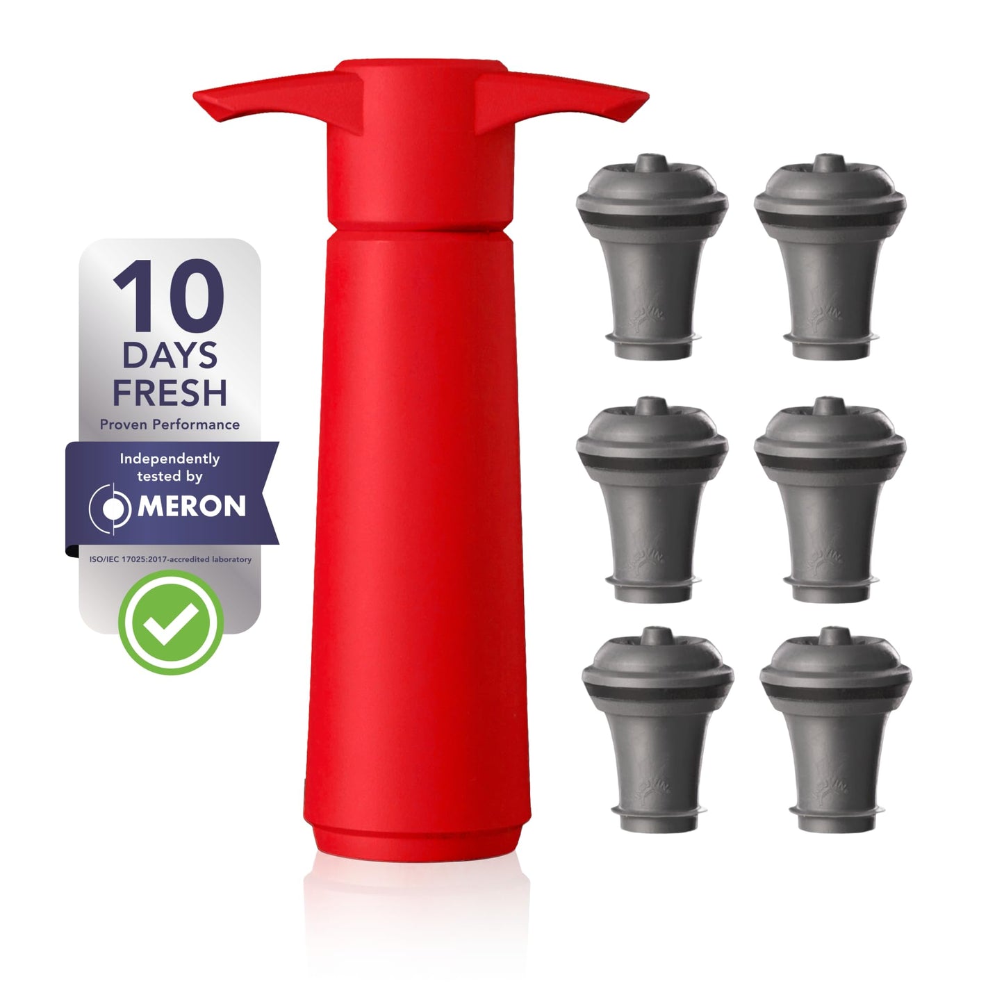Vacu Vin Original Saver Wine Bottle Stopper – With 8 Vacuum Stoppers – Preserver Wine Stopper with Pump for Red or White Wine – Wine Accessories to Keep Wine Fresh – Airtight Seal Stoppers – Blue
