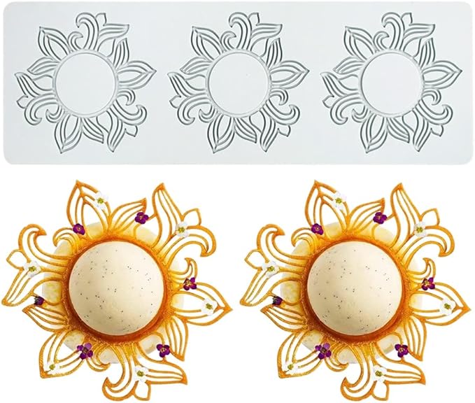 Hollow Leaf Silicone Mold Chocolate Candy 3D Hollow Leaf Candy Mold Food Cooking Meals Decorations Fondant Mold Polymer Clay Molds (Flower Net P_10.4x5.32x0.12inch)