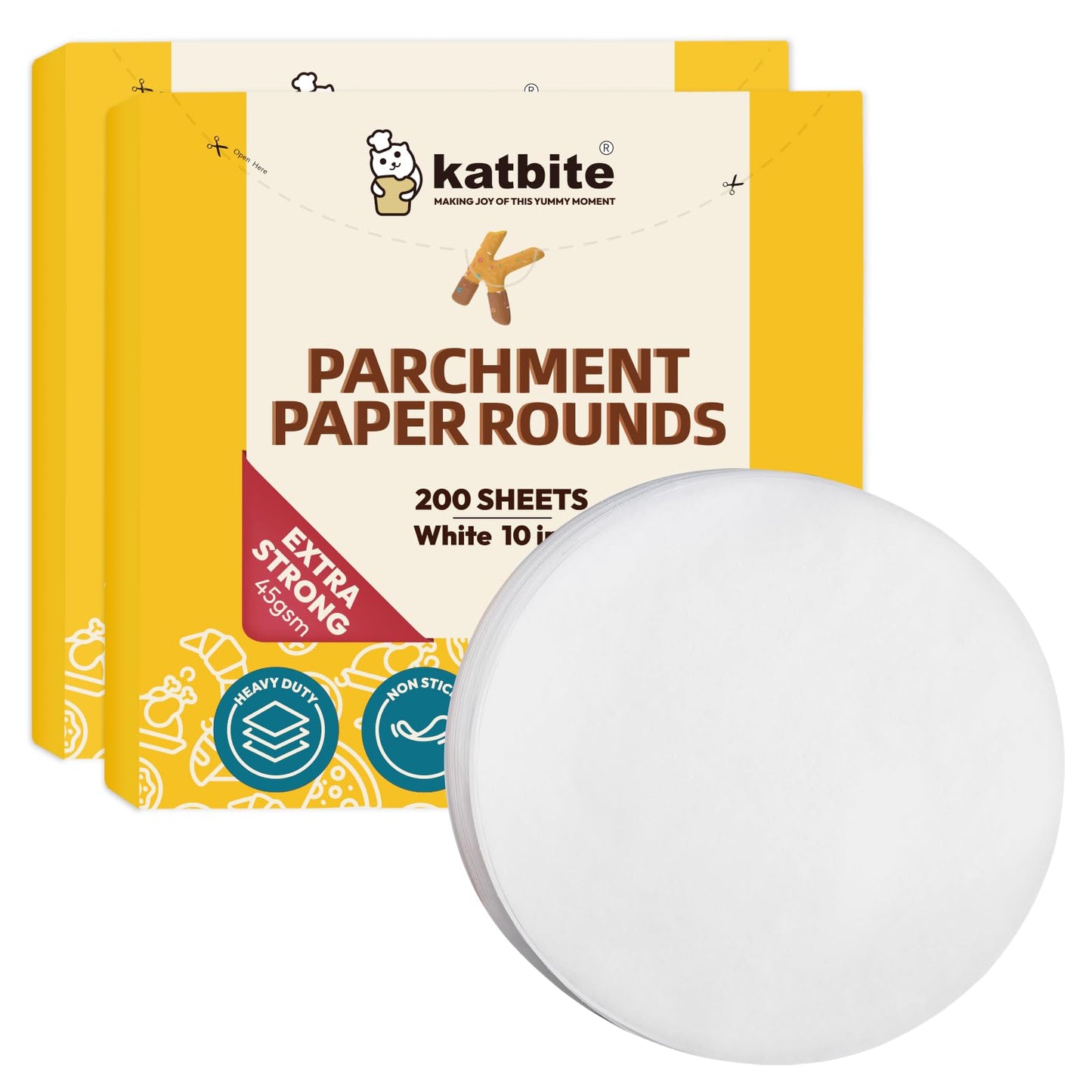Katbite Unbleached Parchment Paper Rounds, Heavy Duty, White, 8 Inch 400Pcs
