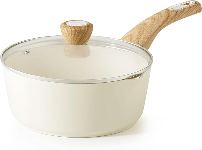SENSARTE 1.5 & 2.5 Quart Sauce Pan Sets with Lid, Cooking Pots Set, Nonstick Saucepan Set with Pour Spout, Small Pot, Non toxic Saucepot, Induction Comptable, Sauciers, Easy to Clean, PFOA Free