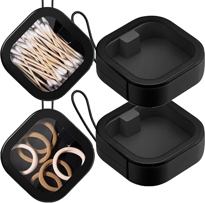 4pcs Hair Tie Organizer,Portable Travel Qtip Holder,Bathroom Storage Organizer Qtip Dispenser Cotton Swabs Dispenser Kids Hair Accessory Box with Lid for Bathroom,Desktop Organizer(Multicolor)