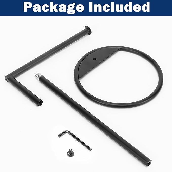 NearMoon Hand Towel Holder Stand, Thicken Metal L Shape Hand Towel Rack, Small Towel Ring, Stable Standing Towel Bar for Bathroom Kitchen Vanity Countertop, 8” L 14” H (Matte Black, 2 Pack)