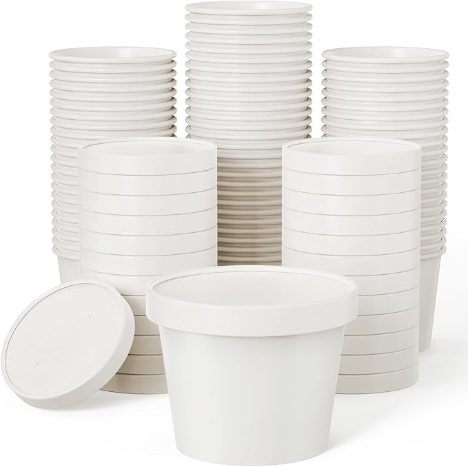 JOLLY PARTY 50pack 16oz Paper Soup Containers with Lids Disposable Food Cup