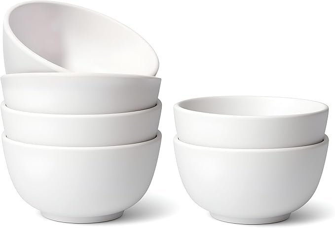 TP 10 Ounce Bowl Set of 6, 4.5” Melamine Bowls for Appetizer Snacks Ice Cream Dipping Sauce Side Dish, Unbreakbale and lightweight, Black