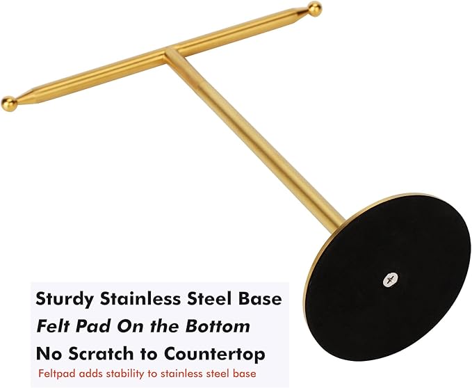 Gold Hand Towel Holder Stand for Bathroom Vanity Countertop Stainless Steel T-Shape Free Standing Towel Rack Stand Towel Bar for Bathroom Kitchen (Gold)