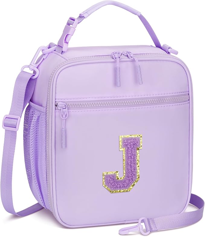 CLOUDWINGS Lunch Box Kids Large Initial Insulated Lunch Bag for Girls