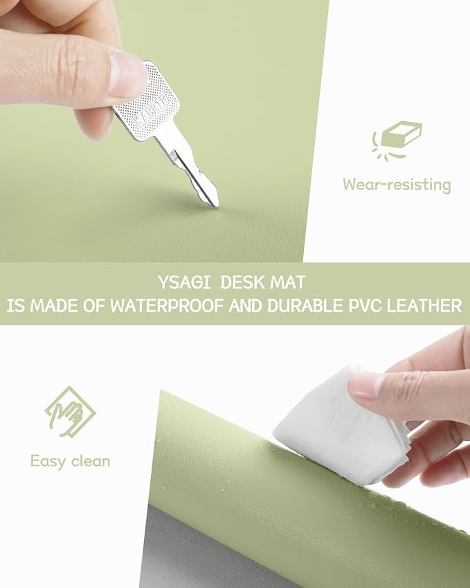 YSAGi Non-Slip Leather Desk Pad L Size, Waterproof Laptop Computer Desk
