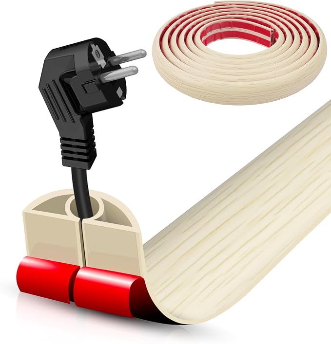 Floor Cord Cover Self Adhesive Cord Hider, 10FT Cable Management, Extension