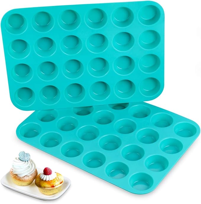 CAKETIME Silicone Muffin Pan Cupcake Pan Set - Mini 24 Cups and Regular 12 Cups Muffin Tin, Nonstick Food Grade Molds with 12 Baking Cups
