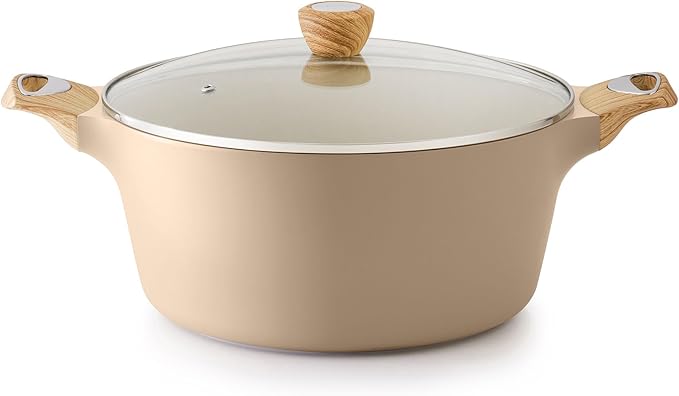 SENSARTE Nonstick Stock Pot with Lid, 2.6/4.5/6.6/8.5/11 QT Soup Pot Casserole Pot, Healthy Pasta Pot, Large Deep Cooking Pot, Big Sauce Pot Stew Pot, Induction Compatible, PFOA PFOS APEO Free, Black