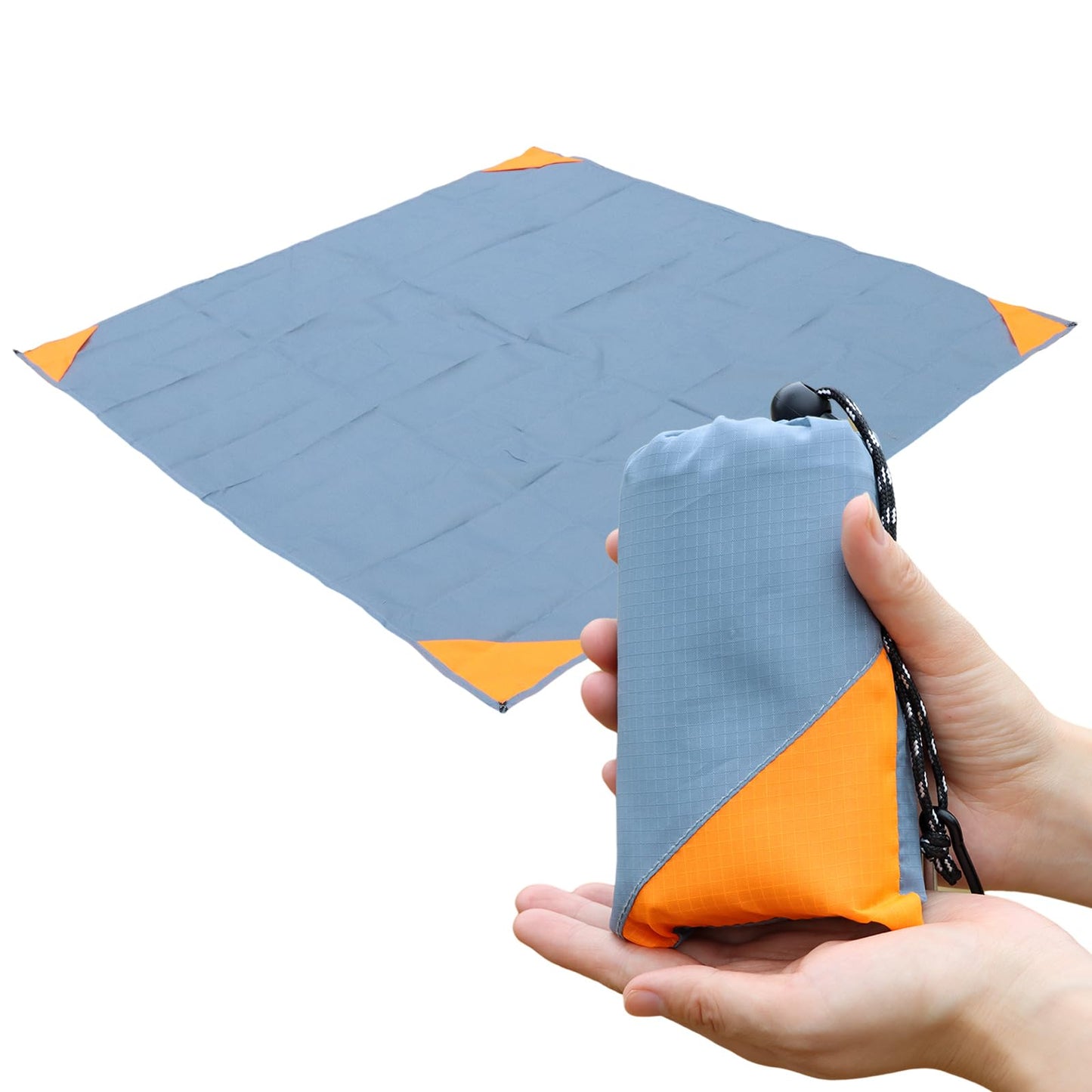 Orga'Neat Pocket Picnic Blanket, Sandproof Lightweight Pocket Camping Tarp, 55″x 60″ Foldable & Fits into Small Bag, Water Resistant Washable Quick Dry Compact Beach Mat for Outdoor Recreation