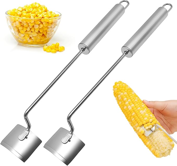 Corn Peeler,Stainless Steel Long Handle Corn Peeler,Easy Clean Corn on the Cob Remover for Home Kitchen and Outdoor Dining (1PCS)
