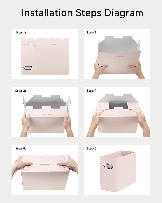 Oterri Cardboard File Organizer Box for Hanging File Folders Letter Size,File Box for Computer Desk,File Cabinet,Working Home,Office,Classroom (Light Pink, Letter Size - 4 Packs)